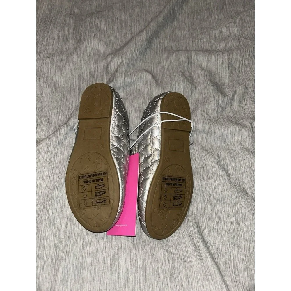 Rampage Girls Sliver Casual Dress Holiday School Ballet Flats Shoes Size 10